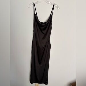 PARISIAN NWT Black Satin Slip Dress Cocktail Party Formal Size US 4 Tall